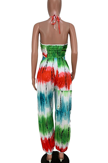 Hang A Neck Backless Dark V Neck Irregularity Wide Leg Jumpsuits AMM8110