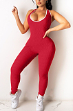Pure Color Bubble Jacquard Vest Cross Jumpsuits YT3259 