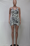 Night Club Fashion Backless Hang A Neck Print Dresses SY8802