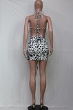 Night Club Fashion Backless Hang A Neck Print Dresses SY8802