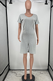 Night Club Pure Color V Neck Zipper Jumpsuits HG107