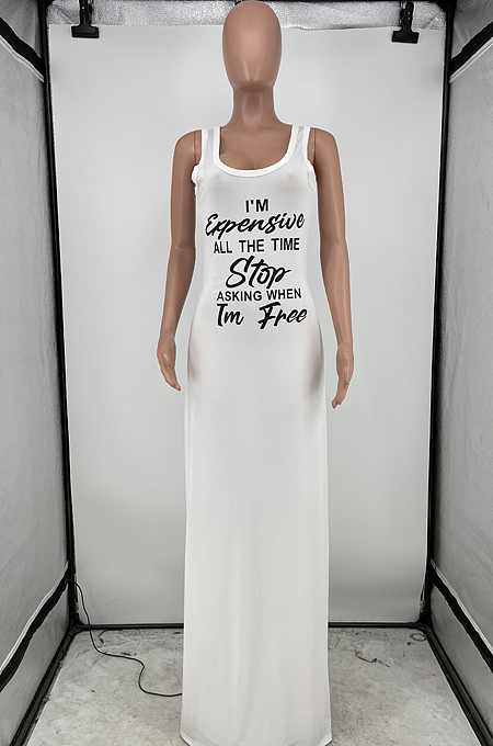 Sexy Pure Color Letter Print Vest Dresses HG105
