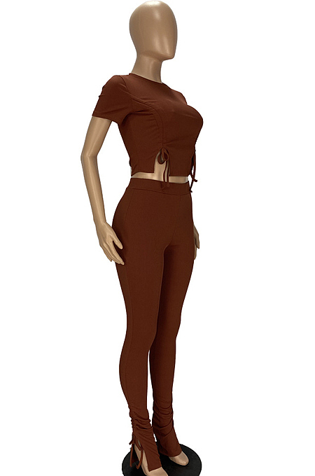 Fashion Shirred Detail Sexy Two-Piece YT3258