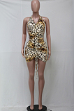Night Club Fashion Backless Hang A Neck Print Dresses SY8802