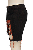 Fashion Cultivate One's Morality Ripped Denim Bulletless Shorts SMR2296-1