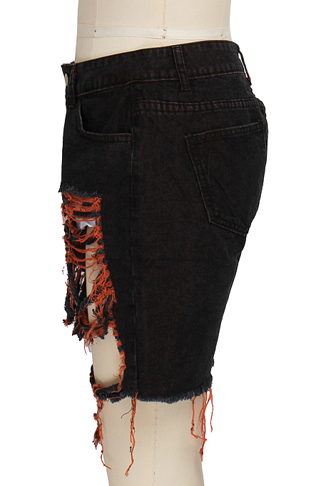 Fashion Cultivate One's Morality Ripped Denim Bulletless Shorts SMR2296-1
