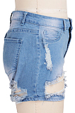 Fashion Temperament Commuting Water Washing Mid Waist Cowboy Shorts SMR2300
