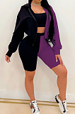 Long Sleeve Five Minutes Of Pants Casual Splicde Sport Three-Piece QZ6122