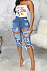 Fashion Torn By Hand High Waist Water Washing Cowboy Stretch Shorts SMR2284
