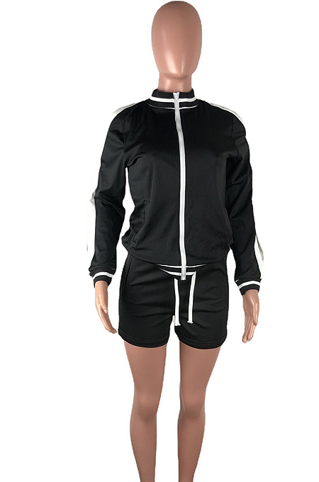 Fashion Casual Rib Spliced  Sport Two-Piece QZ4324