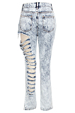Fashion Cultivate One's Morality Hole There Is No Play High Waist Cowboy Pant SMR2293