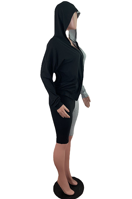 Long Sleeve Five Minutes Of Pants Casual Splicde Sport Three-Piece QZ6122