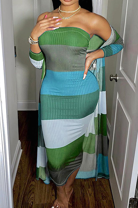 Coat Pit Bar Boob Tube Top Dress Plus Coat In The Long QZ4329