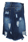 Torn Dy Hand Burrs High Waist Irregular Cowboy Shirts SMR2413