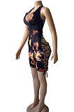 Sexy Bind Halter Neck Zipper V Neck Romper Shorts BNB98