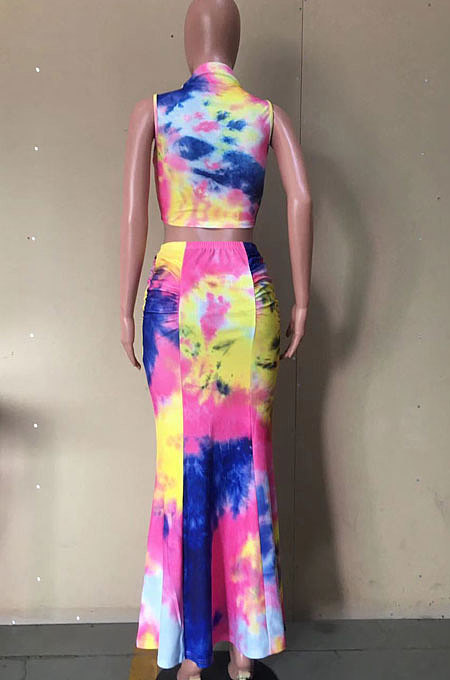 Trendy Casual Positioning Tie Dye Printing Skirts Sets D8442
