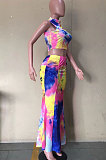 Trendy Casual Positioning Tie Dye Printing Skirts Sets D8442