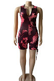 Sexy Bind Halter Neck Zipper V Neck Romper Shorts BNB98