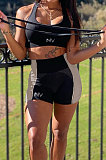Euramerican Trendy Women Vest Navel Exposure Sport Casual Spliced Shorts Sets BNB77