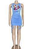 Sexy Mouth Graphic Shirred Detail Mini Dress BNB88