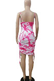 Fashion Digital Tie Dye Printing Sexy Accommodation Zones Midi Dress ABL6658