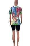 Tie Dye Batch Print Bid Shorts Sest NK226