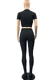 High Elastic Pit Bar Casual Women Pants Sets JR3596