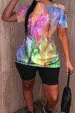 Tie Dye Batch Print Bid Shorts Sest NK226