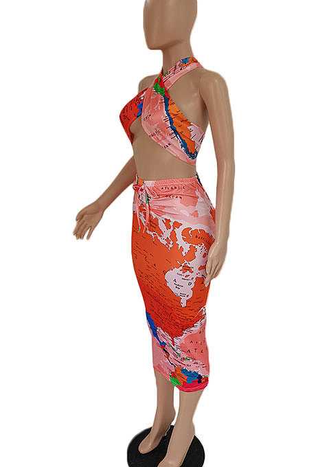 Euramerican Sexy Skirts Printing One-Step Skirt Sets DY6642