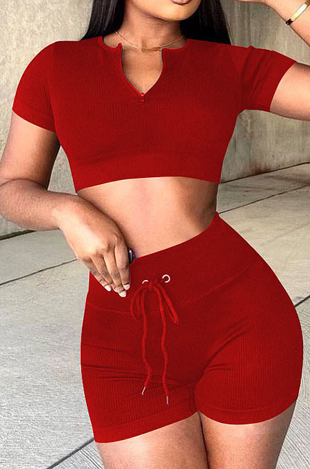 Casual Sexy Pure Color Shorts Sets JR3592