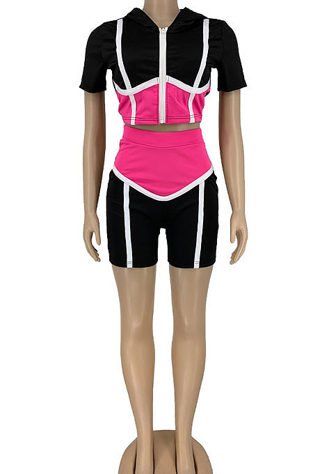 Trendy Spliced Sexy Sport Shorts Sets DN8592