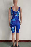 Fashion Womne Printing Invisible Zipper Romper Shorts JH225