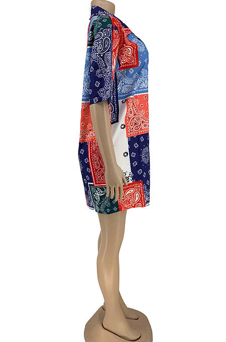 Cashew Elements Short Sleeve Suit Collar Loose Waist Shirts DN8587
