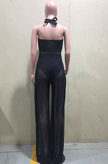 Fashion Pure Color Womne Wide-Legged Gallus Wide Leg Jumpsuits D8441