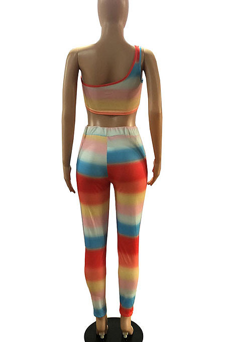 Pit Bar Printing One Shoulder Pants Sets DMM8165