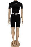 Euramerican Fashion Letter Printing Tight Shape Shorts Sets DN8595