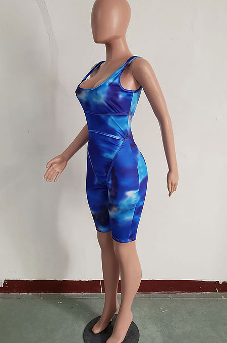 Fashion Womne Printing Invisible Zipper Romper Shorts JH225