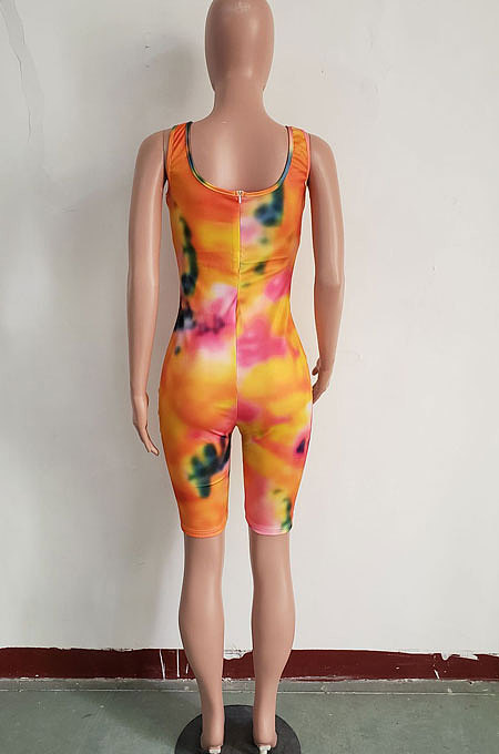 Fashion Womne Printing Invisible Zipper Romper Shorts JH225