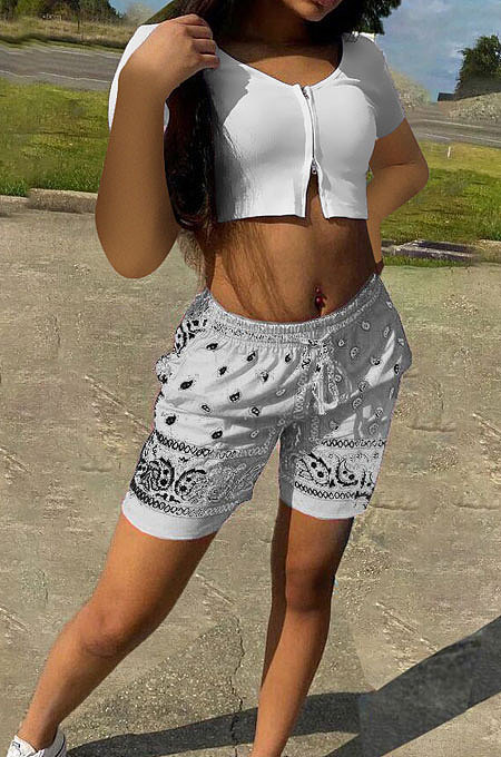 Summer Womne Cashew Flowers Shorts Sets DN8594