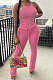 Sexy Straps Pure Color Shirred Detail Pants Sets DN8596