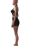 Hang A Neck Tight Pure Color Sport Casual Shorts Sets NK228