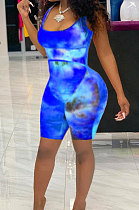 Fashion Womne Printing Invisible Zipper Romper Shorts JH225