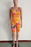 Fashion Womne Printing Invisible Zipper Romper Shorts JH225