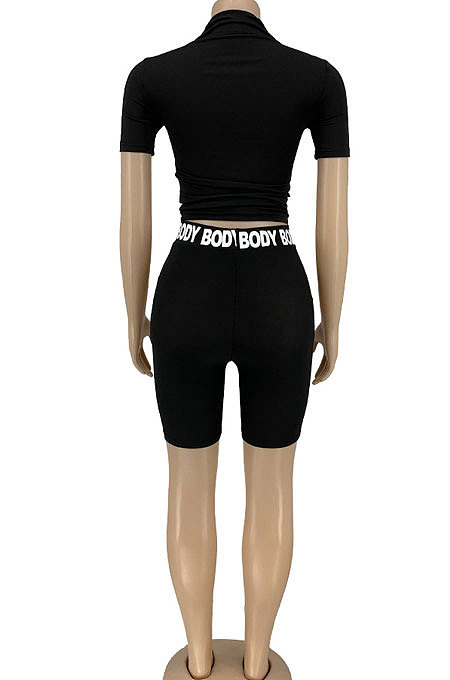 Euramerican Fashion Letter Printing Tight Shape Shorts Sets DN8595