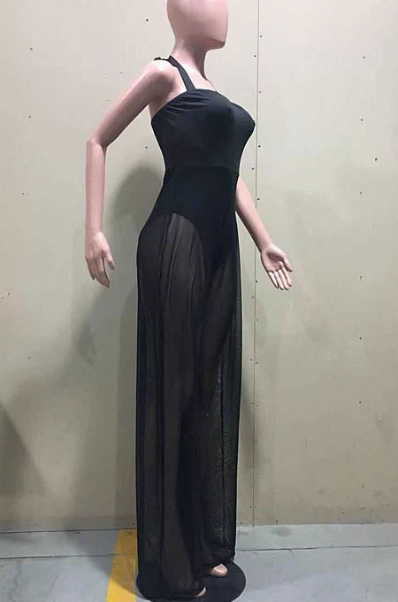 Fashion Pure Color Womne Wide-Legged Gallus Wide Leg Jumpsuits D8441