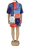 Cashew Elements Short Sleeve Suit Collar Loose Waist Shirts DN8587