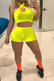Hang A Neck Tight Pure Color Sport Casual Shorts Sets NK228
