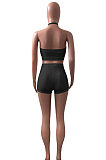 Hang A Neck Tight Pure Color Sport Casual Shorts Sets NK228