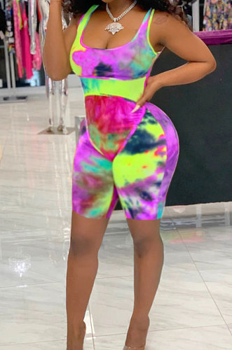 Fashion Womne Printing Invisible Zipper Romper Shorts JH225