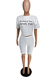 Summer  Women Letter Print Casual Two-Piece YMT6077
